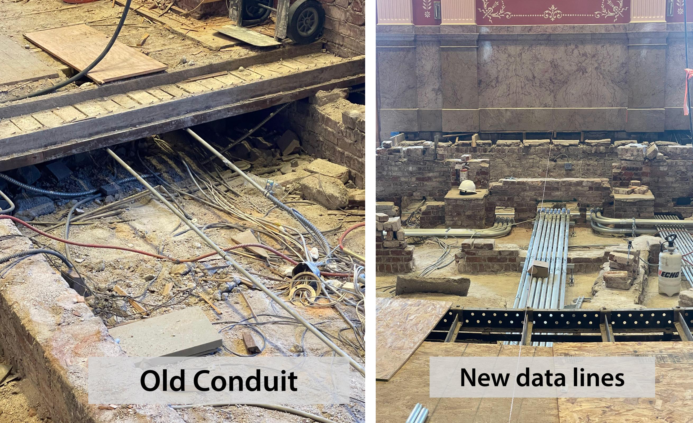 Old conduit and new data lines